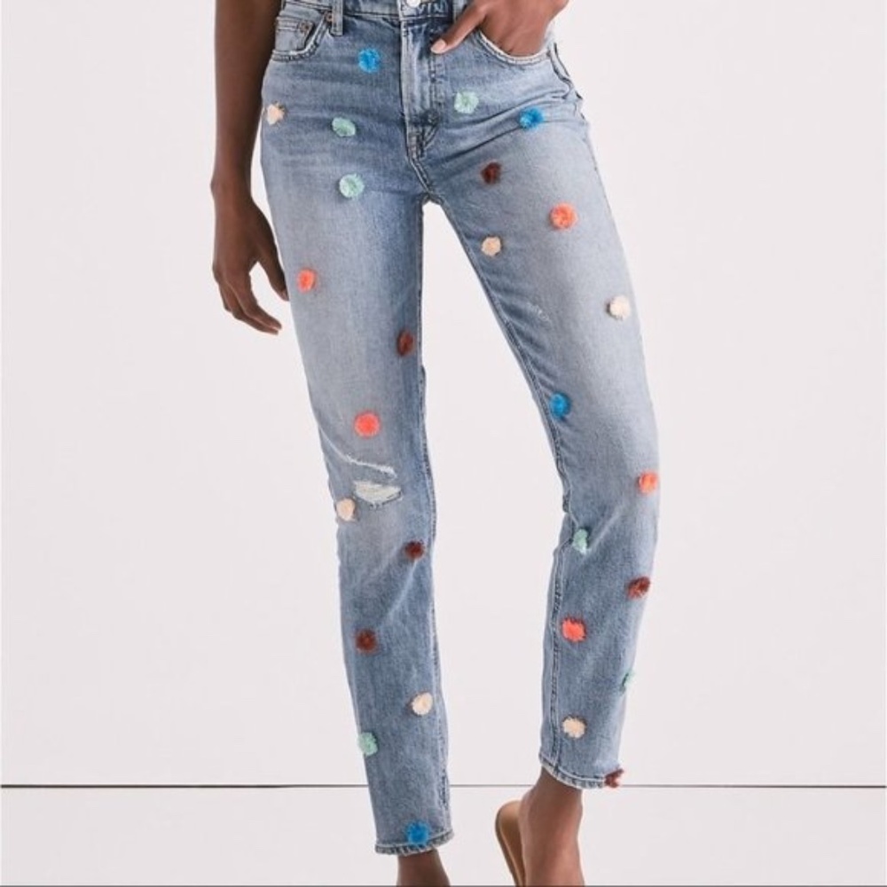 Lucky Brand Bridgette Skinny Pom Pom Jeans